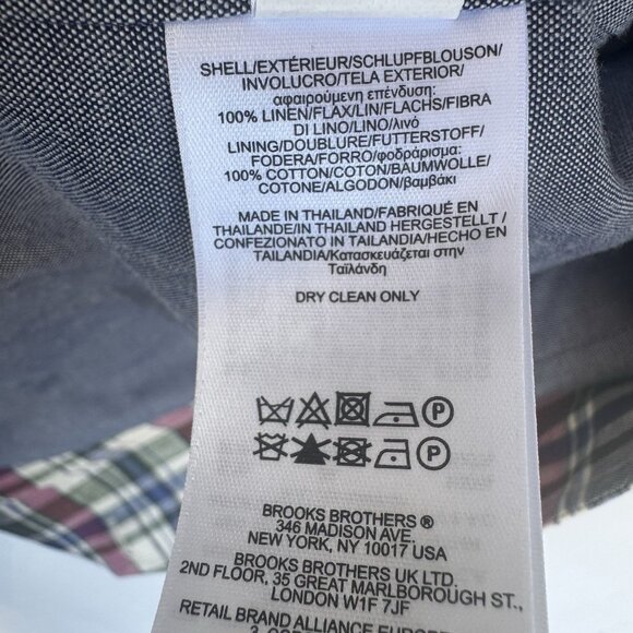 Brooks Brothers 1818 Madison Baird McNutt Irish Linen Vest 43R Plaid & Denim - Picture 6 of 9